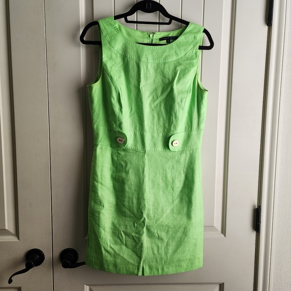 Antonio Melani lime green linen dress, Sz8
